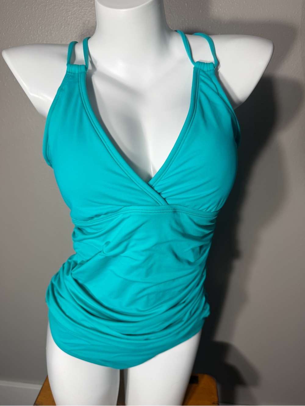 Turquoise V-Neck Tankini Set